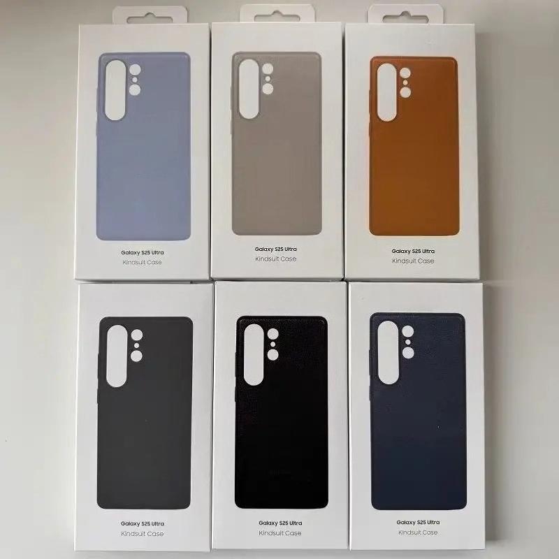 High Quality Luxury Genuine Leather Phone Cases For Samsung S25 Ultra Plus Magnetic Wireless Charging Shockproof Protect Cover