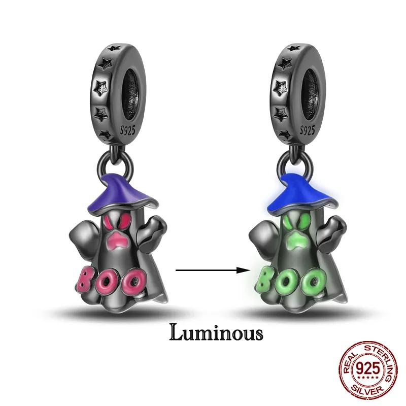 Copper Fashion Halloween Series Luminous Pumpkin Demon Skull Charms Beads Fit Original Bracelet Diy Jewelry