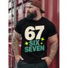 Herrs Sex Sju 6 7 Grafisk T-shirt, Casual Street Style T-shirt, Rund Hals Kort Ärm, Bekväm Vardag
