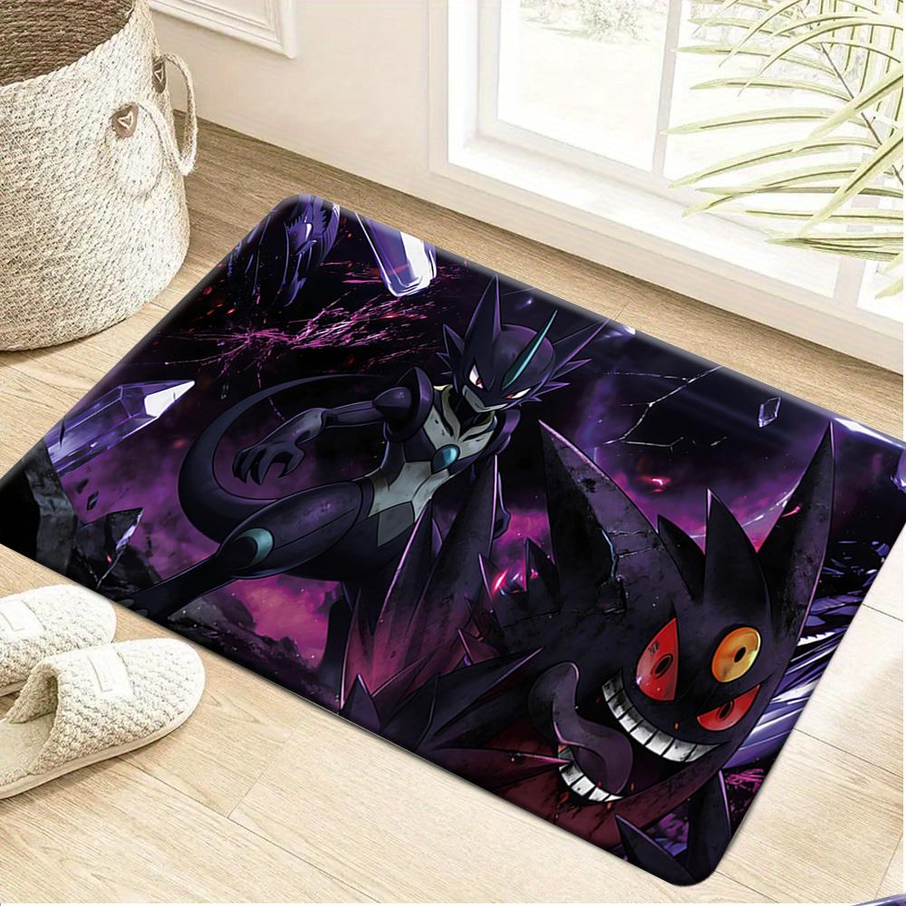 Pokemon Gengar Starry Night Van Gogh Style Print Non-slip Doormat, Soft Absorbent Floor Rug for Home Decor 40x60cm
