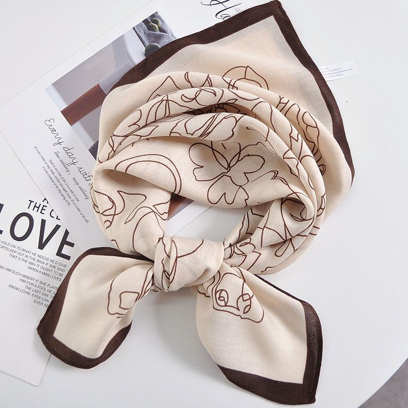 

Женский квадратный шарф | Весенне-осенний хлопково-льняной шелковый шарф для защиты шеи Элегантная маленькая повязка на шею премиального качества 65*65cm