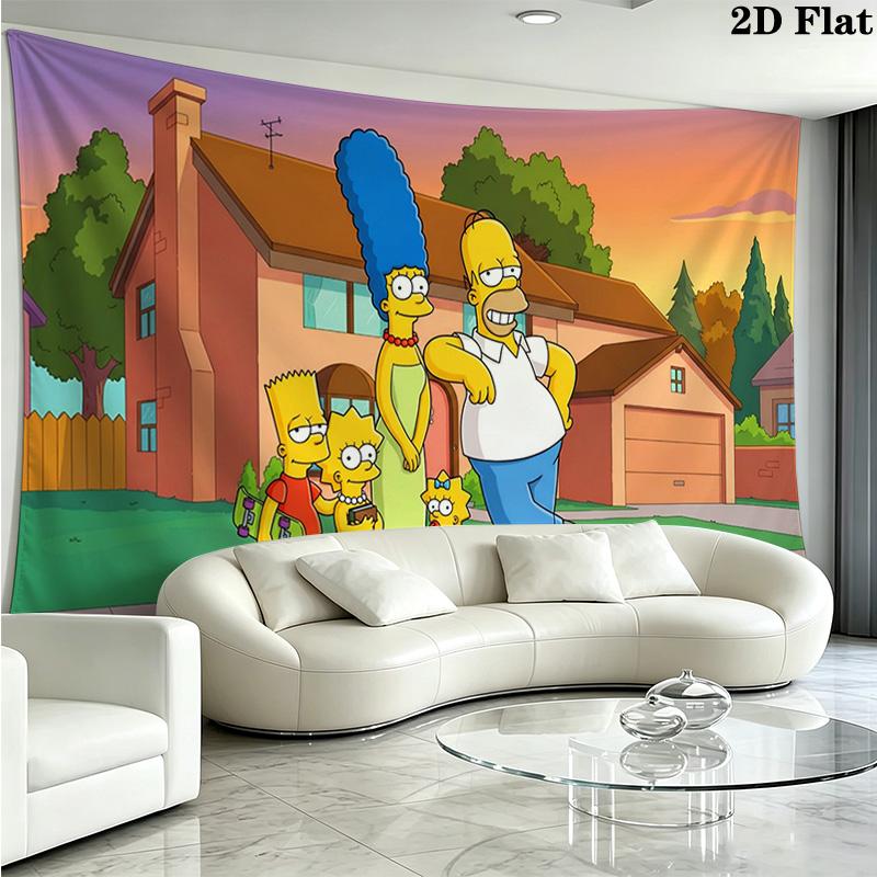 Cartoon The Simpsons Wall Tapestry Aesthetic Wall Hanging Printed Fabric Blanket Decorative Tapestries for Bedroom Living Room Home Decor