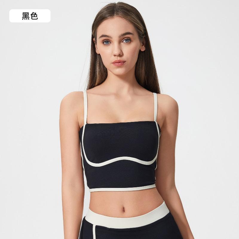 Contrasting Color Sports Tennis Skirt Yoga Suit Women's High-strength Shock-proof Vest Women's Nude Hip-lifting Fitness Nine-point Pants