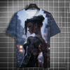 Trendy Men's 3D Cartoon T-shirt Tattoo Bad Girl Print 3D HD Pattern Loose and Comfortable Summer Short sleeved Top