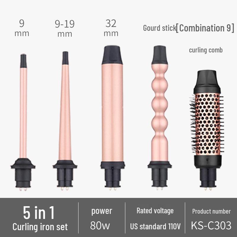 Six-in-One Curling Iron: Korean Style Egg Roll 32mm, Big Wave 3-Barrel, Lazy Person 19mm Perm Curling Iron
