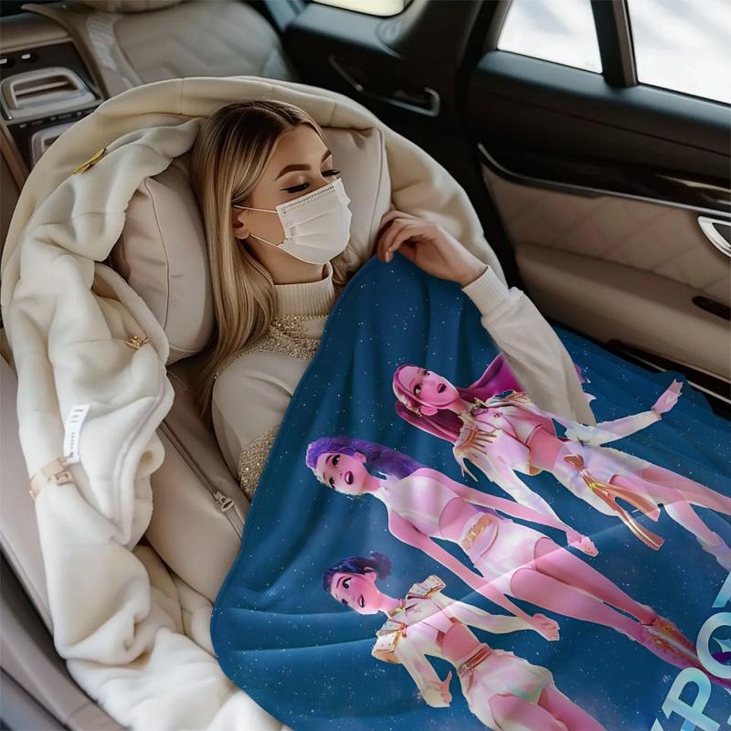 K-Pop Demon Hunter Blanket Hot Anime Girl Team Flannel Throw Blanket Winter Warm Blanket for Living Room Sofa Bed Cover Fan Gift
