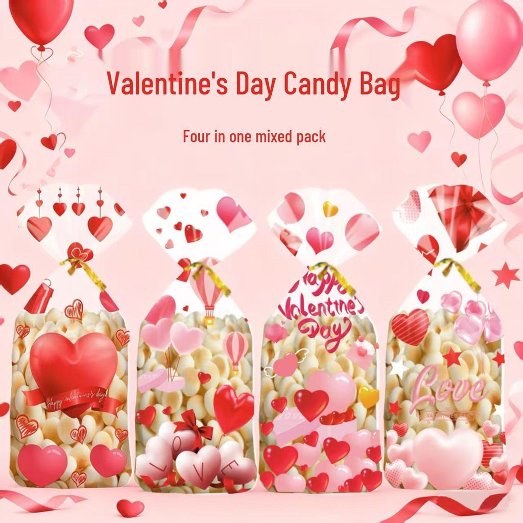Valentine's Day Heart-Shaped Gift and Cookie Packaging Bag