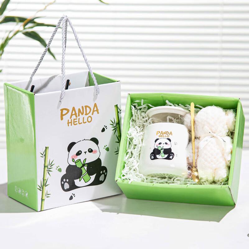 Practical Ceramic Mug & Towel Bear Gift Set Big Belly Set Cup + Towel Bear