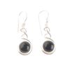 Vintage Black Tourmaline  925 Stamped Silver Hoop Earrings, Wedding Earrings CE-14-24