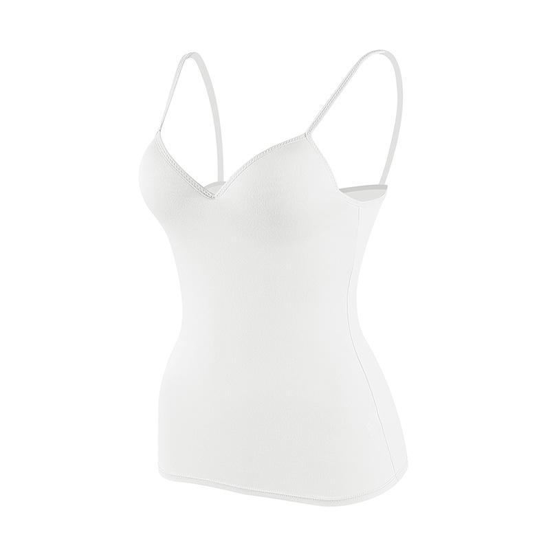 

Women s Sexy Deep V Modal Camisole with Fixed Cups and Beautiful Back Design L (115-130 lbs) білий