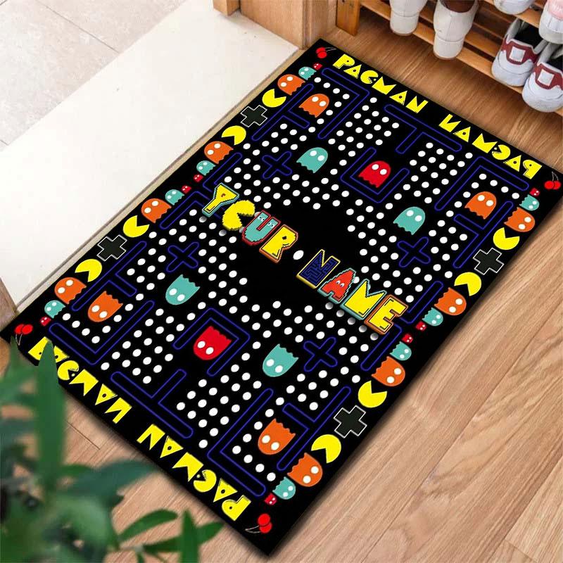 Pac-Man Custom Name Carpet Rug for Living Room Bedroom Home Sofa Decoration,Kids play Non-slip Floor Mat