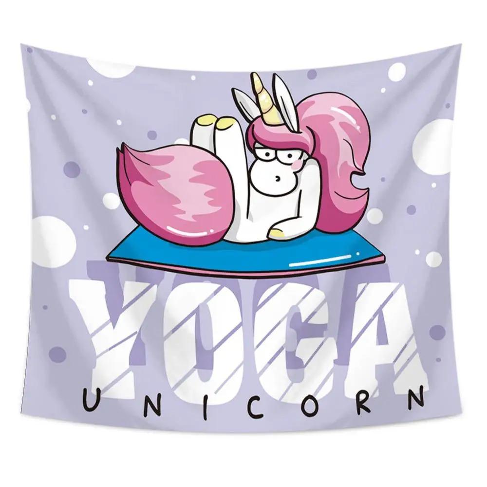 Cartoon Unicorn Print Tapestry Office Living Room Tapestry Home Wall Decoration Tapestry