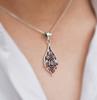 Oxidized Sterling Silver Garnet Pendant: Handmade Vintage Necklace