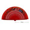 1Pc Chinese Style Double-Sided Folding Fan Hollow Double-sided Craft Gift Dancing Printing Wood Spanish Hand Fan Party Supplies