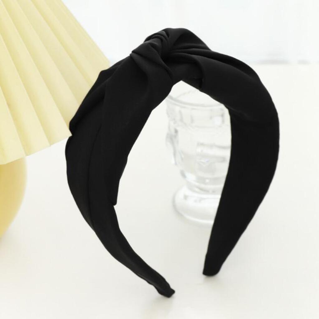 PROLY Nouvel Accessoire de Cheveux Tendance pour Femmes Bandeau Large Turban Nœud Croisé Décontracté Bandeau Couleur Unie Accessoire de Cheveux pour Adulte