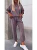 Autumn Women's Two-Piece Set: Solid Color Round Neck Top with Nine-Point Loose Casual Pants