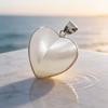 Shell Heart Pendant Necklace With Beaded Edge Handmade Jewelry For Women