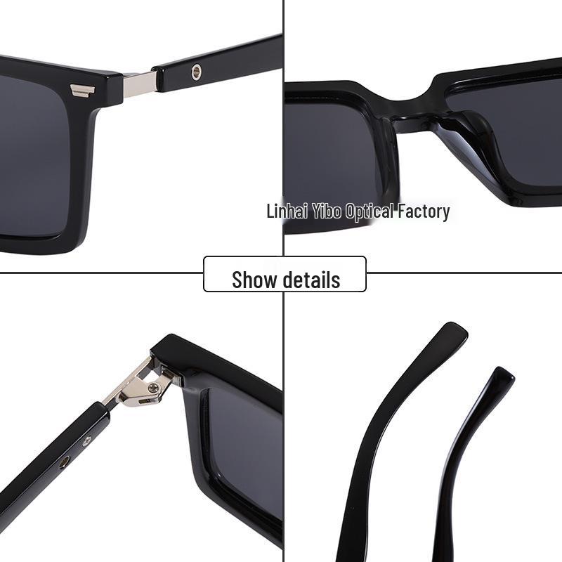 High-End Retro Square Sunglasses with UV Protection & Wood Grain Legs for Men & Women
