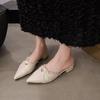 French Thick Heel Bag Head Half Tray Shoes Women's 2025 Spring and Summer New Small Fragrant Wind Pointed Head with Skirt Gentle Half Slippers Women
