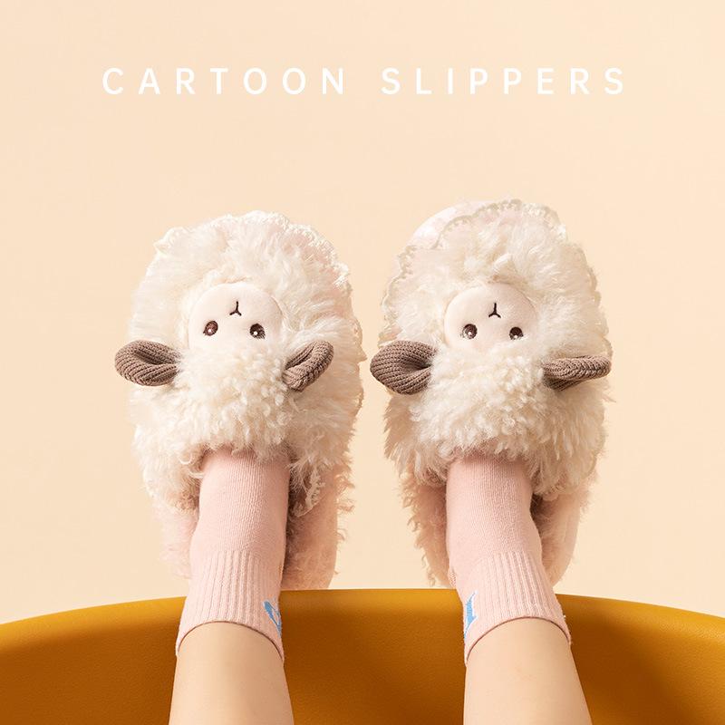 Kids' Plush Little Sheep Cotton Slippers - Cute & Cozy for Fall/Winter 2025