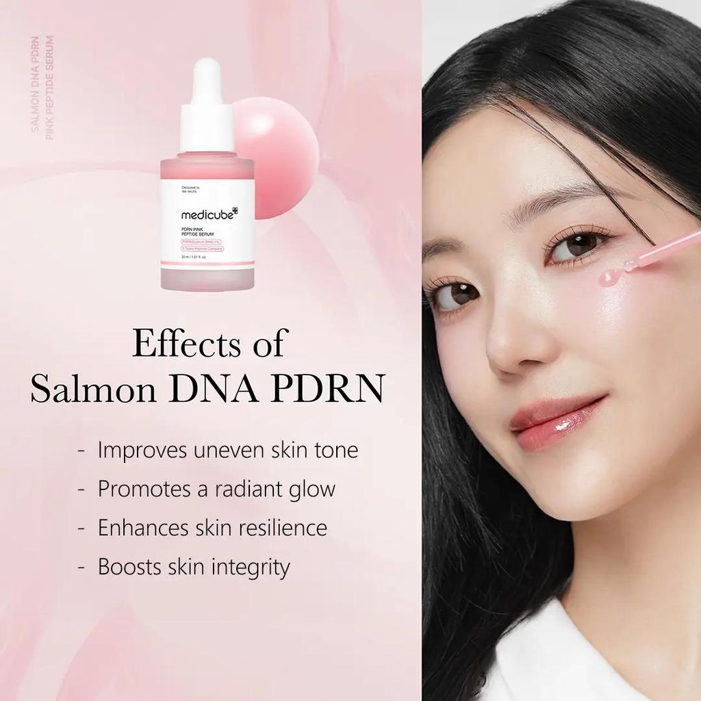 Medicube PDRN Pink Peptide Serum 30ml - Moisturizing Firming Moisturizing Serum with Hyaluronic Acid for Radiant Skin Repair