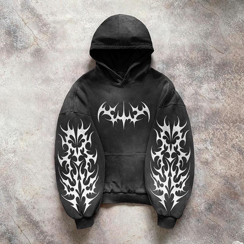 RogueWave Heavy Washed Man Hoodie Sweatshirt Y2k Gothic Clothes Retro Streetwear Pattern Women Pullover Casual Fashion for Men Harajuku