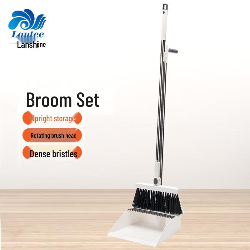 LAUTEE Foldable Broom and Dustpan Set