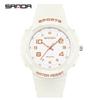 Sanda Trendy Design Soft Student Watch TPU Strap 50M Depth Waterproof Quartz Movement Children Fashion Sports Wrist Watch