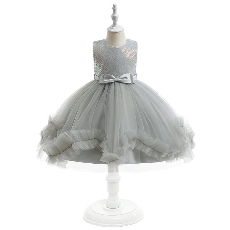 Mädchen Pailletten Tüll Schleife Kleid Kinder Formelles Partykleid Klavieraufführung
