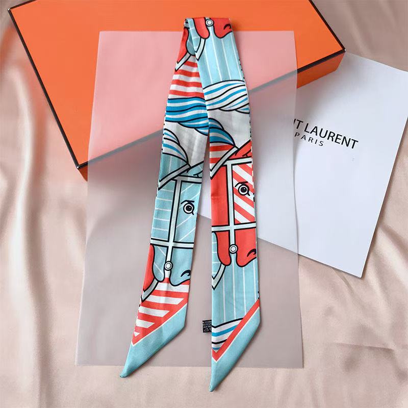 Nuovo Versatile Contrasto di Colore Testa di Cavallo Donna Piccolo Foulard di Seta Donna Borsa da Avvolgere Manico Nastro Twill Fascia per Capelli