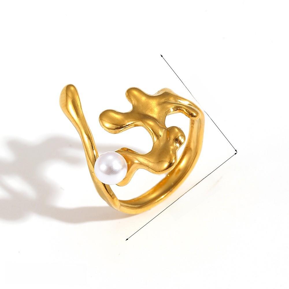 Style Geometric Stainless Steel Ring With Water Diamond Embedding For Women