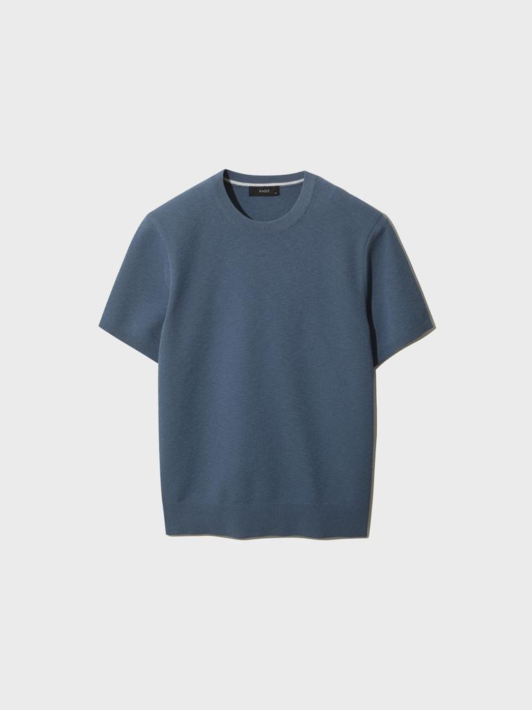 AND Z Men'S Slub Round Neck Short Sleeve T-Shirt_Blg2Er1001