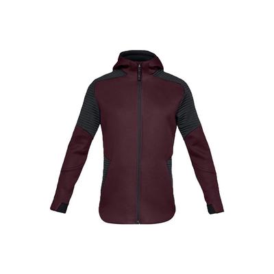 Unifarbene Fleece-Kapuzenjacke mit Markenlogo, atmungsaktiv, mit Reißverschluss, Herrenjacken, Rot 1320705-600