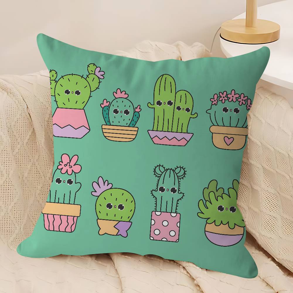Niedlicher Cartoon Sukkulenten Kissenbezug Kissenbezug Deko Kissenbezug Bedruckter Kissenbezug für Couch