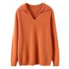 2023 Autumn/Winter Seamless Wool V-Neck Polo Sweater: Short, Solid Color, Loose Knit Base Layer