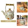 Elegant Enamel Teapot with And Floral Pattern; for Home, Office Cafe