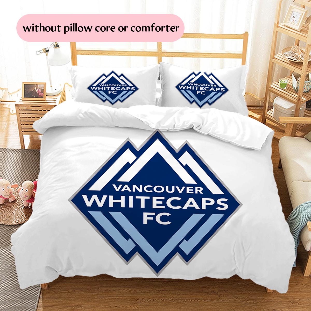 Vancouver Whitecaps FC Pattern Bedding Home Decoration Birthday Gift (1 * duvet cover + 2 * pillowcase, without core) 135x200cm