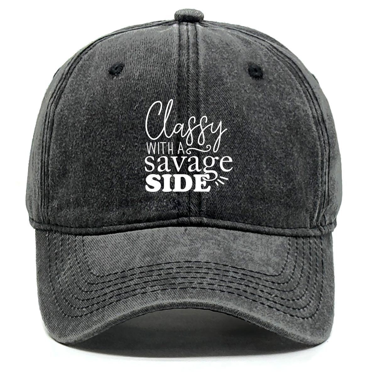 

classy savage side Print Snapback Baseball Cap, Flat Cap Headwear Raw Brim Breathable Curved Brim Adjustable Sun Hat as the picture