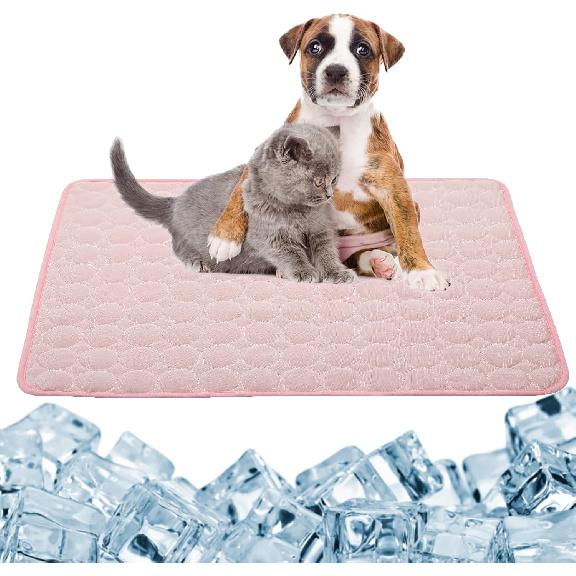 Dog Cooling Mat Large Cooling Pad Summer Pet Bed for Dogs Cats Kennel Pad Breathable Pet Self Cooling Blanket Dog Crate Sleep Mat Machine Washable 22 x 28in розовый