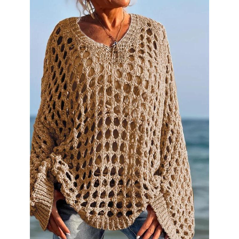 

Z 43795L Hollow Knit Long-Sleeve Sweater - Cross-Border Exclusive 2XL хакі