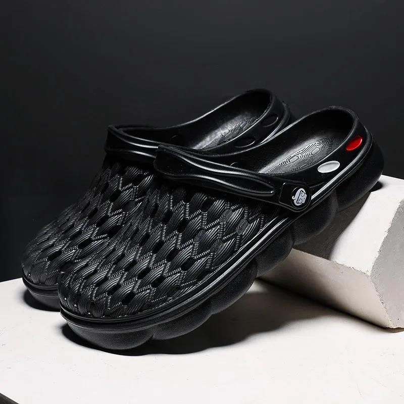 Men Shoes Beach Slippers Unisex Hollow Out Casual Couple Beach Sandal Flip Flops Shoes Non-slide Male Water Shoes Mens Slippers