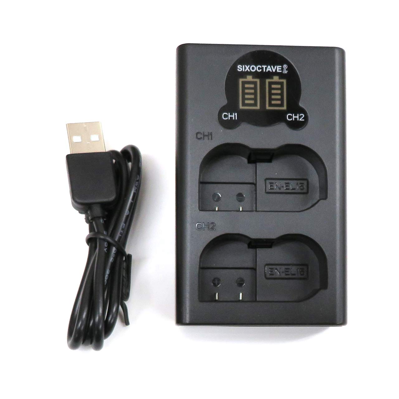 

SIXOCTAVE EN-EL15 EN-EL15a EN-EL15b Совместимое USB-зарядное устройство Зарядное устройство для двух аккумуляторов MH-25a