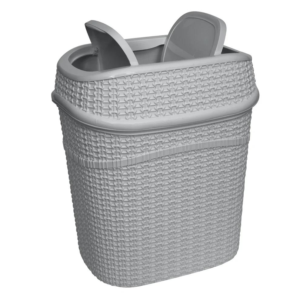 Sailor Knot Plastic Swing Top Trash Can Bathroom Office Decorative Wastebasket Indoor Use Easy Open Lid Anti-Odor Design