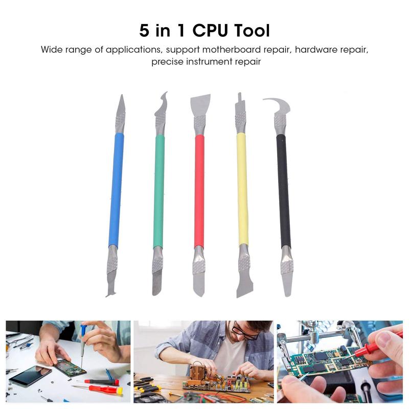 5pcs Dual Ends Metal Spudger Set, Professional Pry Opening Spudger, Mainboard Chip Disassemble Removal Accessories Kit