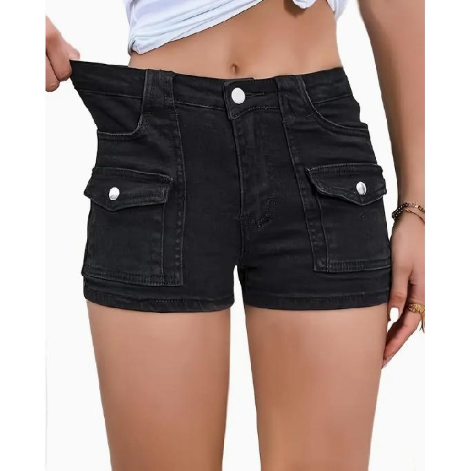 2026 Summer New Women s Denim Stretch Shorts with Multiple Pockets Casual Denim Shorts S
