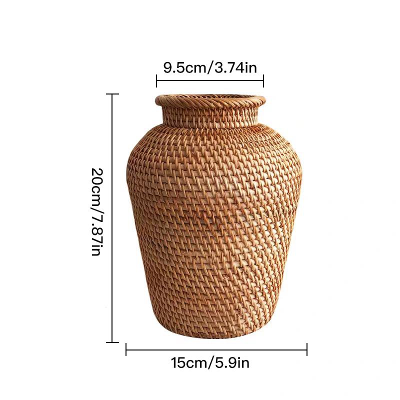 Kreative handgemachte Rattan gewebte Vase getrocknete Blumenvase Blumenarrangement Home Decor Desktop Ornament Gartendekoration