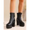 Women's Autumn-Winter Chunky-Heel Back-Zip Short Boots, Fashionable Footwear.