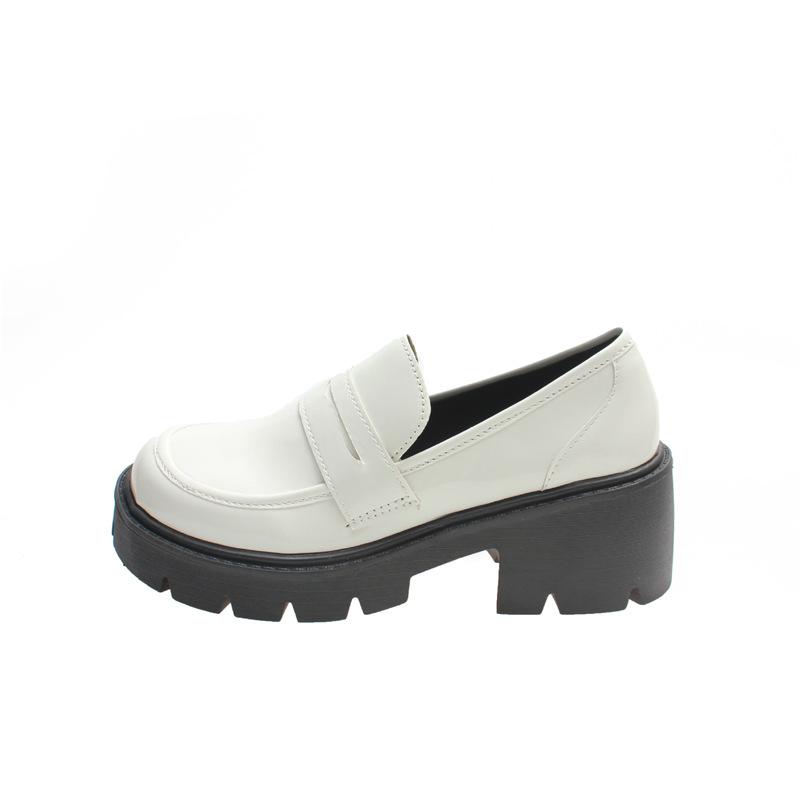 Patent leather British lace-up jk small leather shoes women's round head versatile platform soles students with skirts two wear loafers