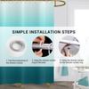 Water Ocean Abstract Blue Green Gradient Shower Curtain 90X 180Cm, Modern Waterproof Washable Shower Curtain