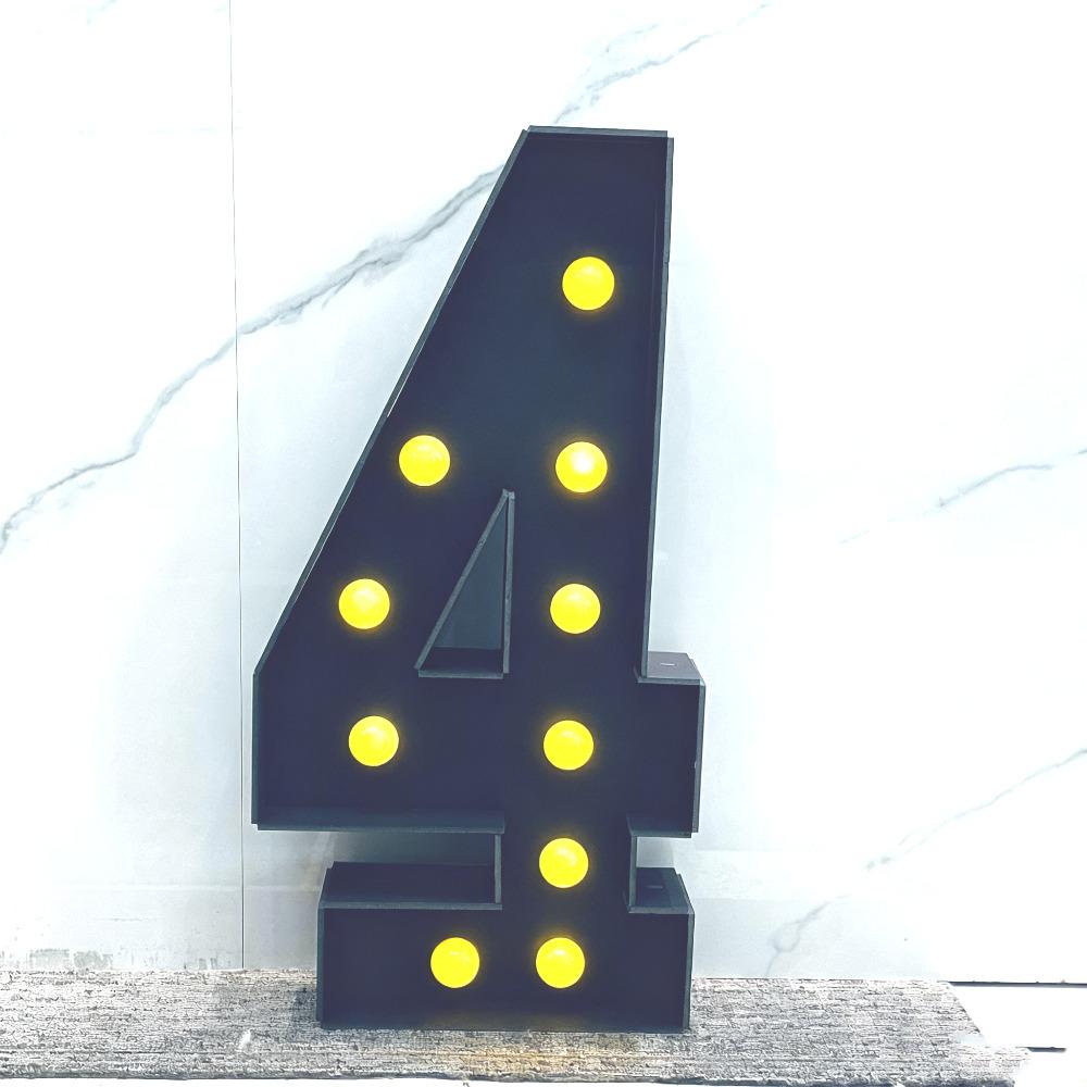 With Yellow Light Black 3FT 91.5cm Marquee Numbers – Fits Birthdays, Anniversaries, Back-to-School & Retirements – Adorn with Balloons/Flowers